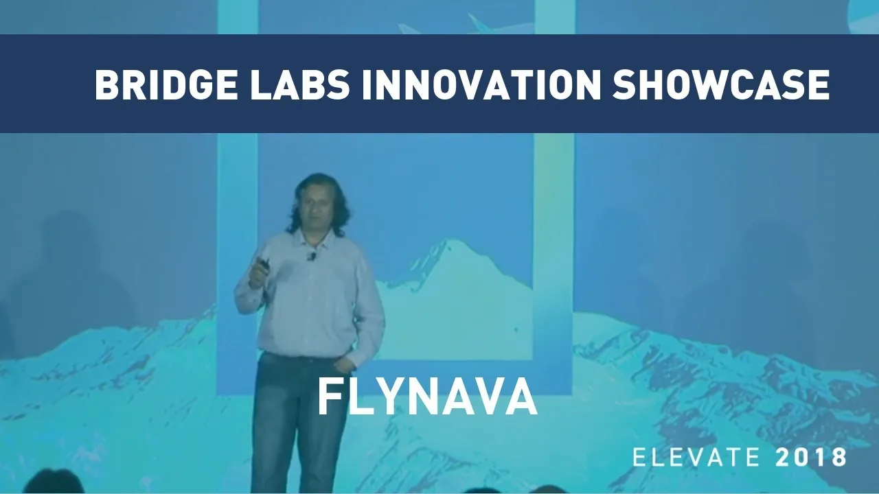 Mahesh Shastry, FlyNava Founder & CEO, presenting AI-driven airline pricing at the ATPCO Bridge Labs Innovation Showcase, Elevate 2018